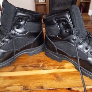 Men's Black Tactical Work Boots - Durable Lace-Up Ankle Boots         SIZE 13